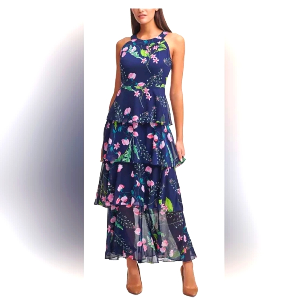 Tommy Hilfiger Chiffon Tiered Maxi Dress